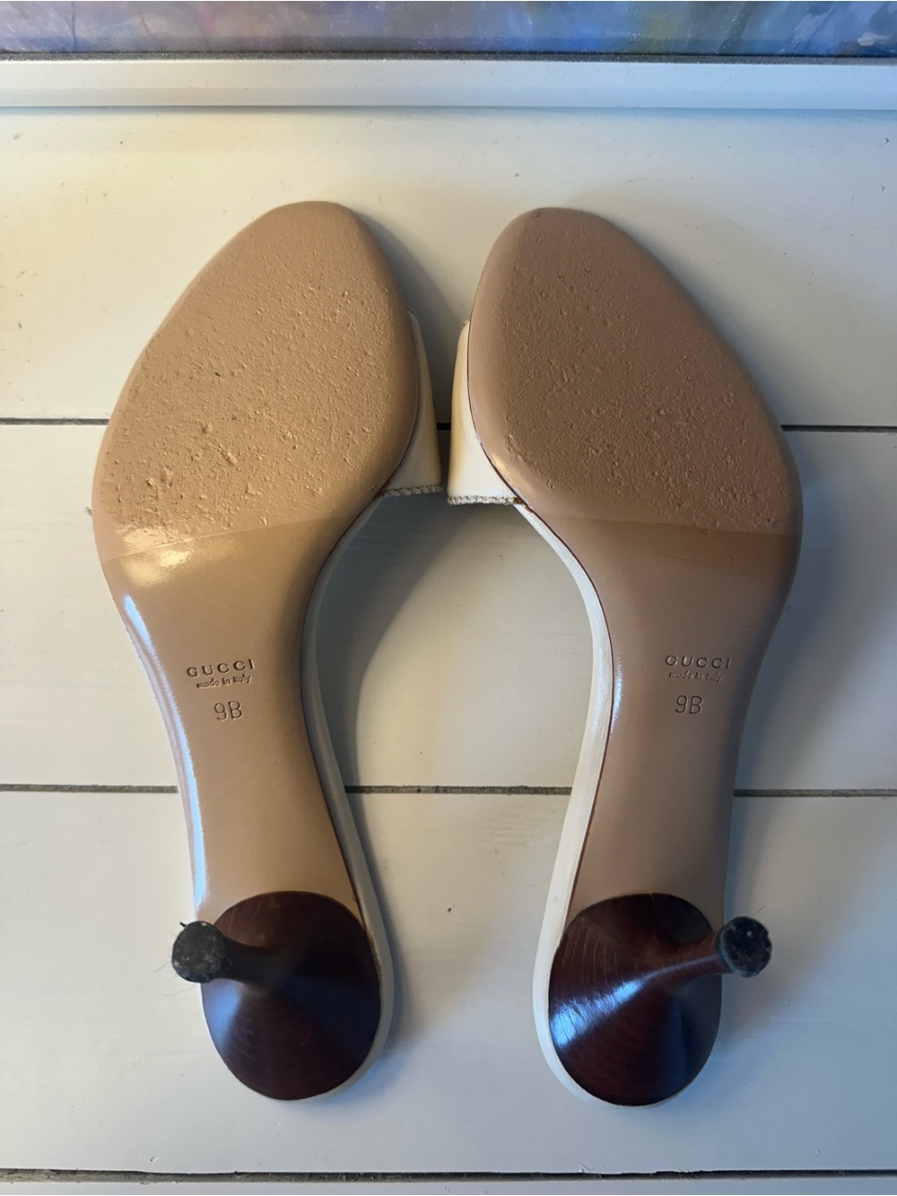 Vintage Gucci Cream Leather Slide Mules - Picture 2 of 6